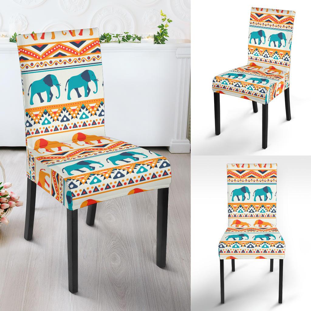 Elephant Aztec Ethnic Print Pattern Dinning Chair Slipper-JTAMIGO.COM