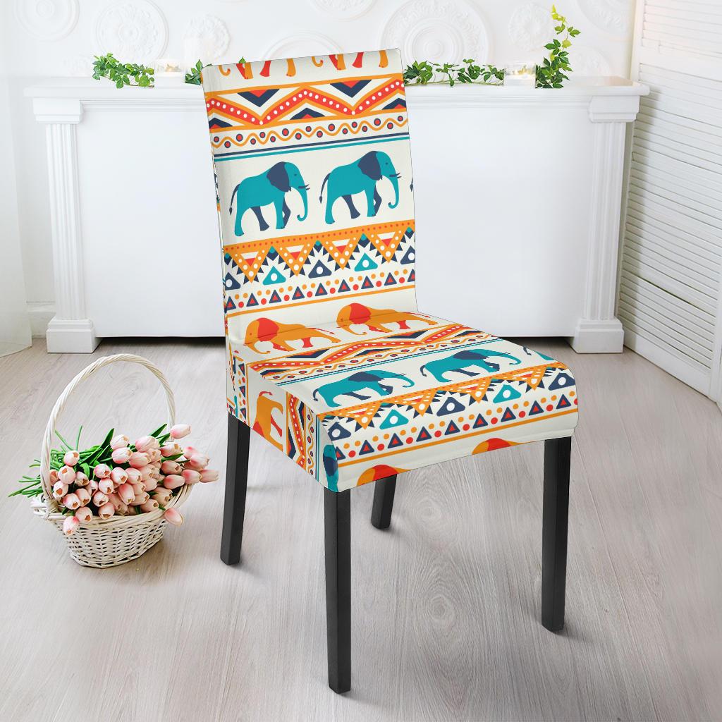 Elephant Aztec Ethnic Print Pattern Dinning Chair Slipper-JTAMIGO.COM