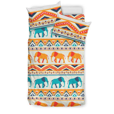 Elephant Aztec Ethnic Print Pattern Duvet Cover Bedding Set