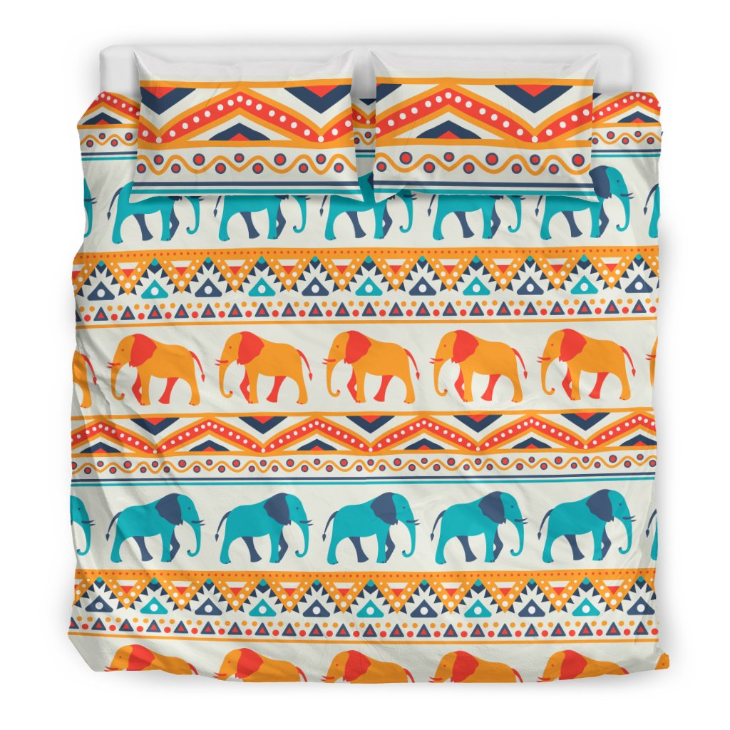 Elephant Aztec Ethnic Print Pattern Duvet Cover Bedding Set