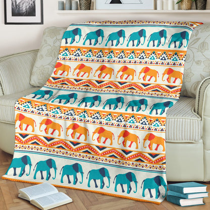 Elephant Aztec Ethnic Print Pattern Fleece Blanket