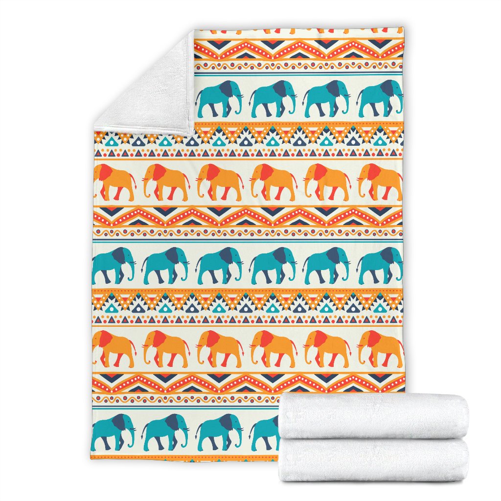 Elephant Aztec Ethnic Print Pattern Fleece Blanket