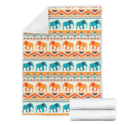 Elephant Aztec Ethnic Print Pattern Fleece Blanket
