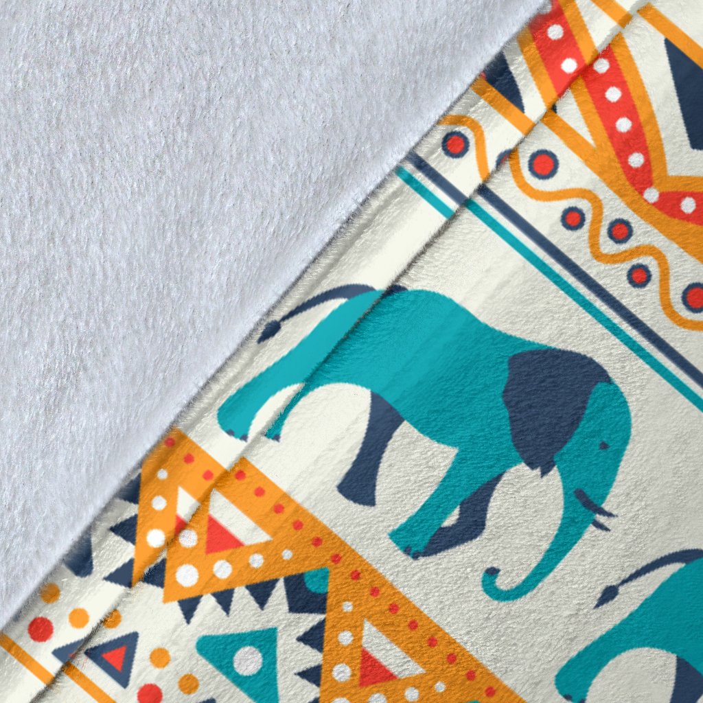Elephant Aztec Ethnic Print Pattern Fleece Blanket