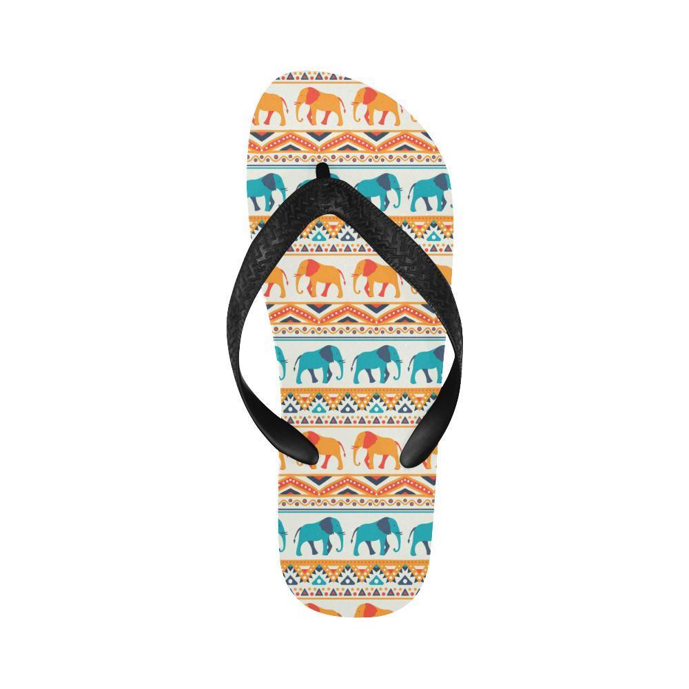 Elephant Aztec Ethnic Print Pattern Flip Flops-JTAMIGO.COM