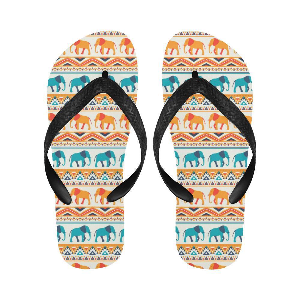 Elephant Aztec Ethnic Print Pattern Flip Flops-JTAMIGO.COM
