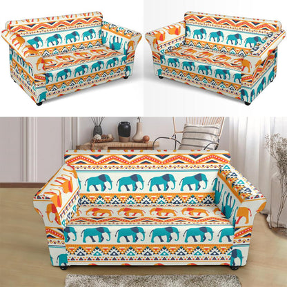 Elephant Aztec Ethnic Print Pattern Loveseat Slipcover-JTAMIGO.COM