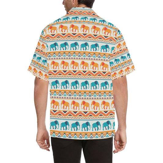 Elephant Aztec Ethnic Print Pattern Men Aloha Hawaiian Shirt