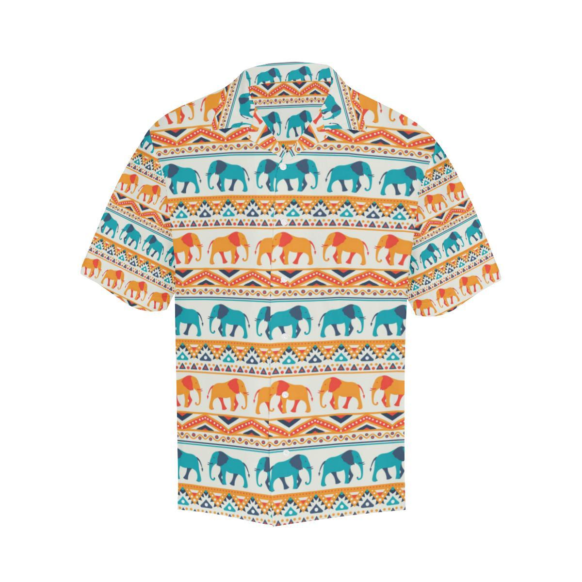 Elephant Aztec Ethnic Print Pattern Men Aloha Hawaiian Shirt