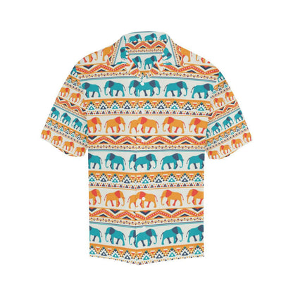 Elephant Aztec Ethnic Print Pattern Men Aloha Hawaiian Shirt