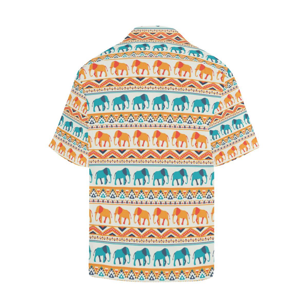 Elephant Aztec Ethnic Print Pattern Men Aloha Hawaiian Shirt