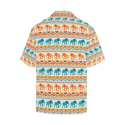 Elephant Aztec Ethnic Print Pattern Men Aloha Hawaiian Shirt
