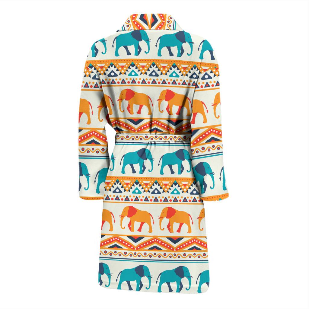 Elephant Aztec Ethnic Print Pattern Men Bath Robe-JTAMIGO.COM