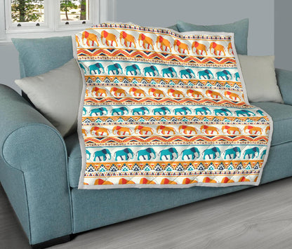 Elephant Aztec Ethnic Print Pattern Premium Quilt-JTAMIGO.COM