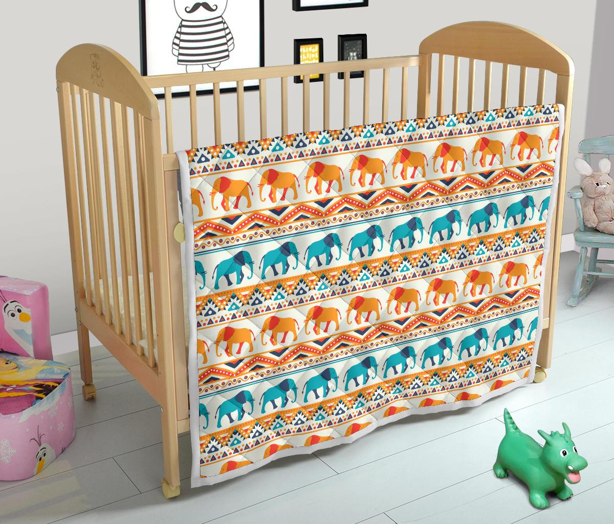 Elephant Aztec Ethnic Print Pattern Premium Quilt-JTAMIGO.COM