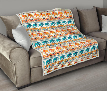 Elephant Aztec Ethnic Print Pattern Premium Quilt-JTAMIGO.COM