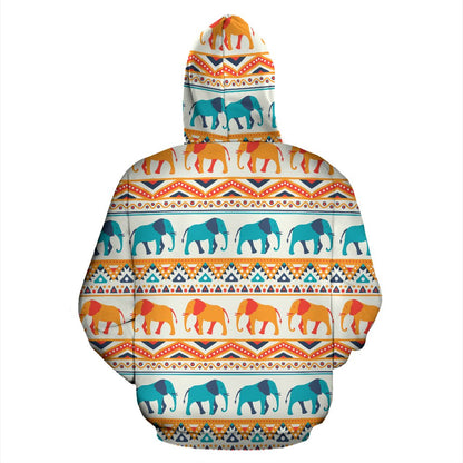 Elephant Aztec Ethnic Print Pattern Pullover Hoodie