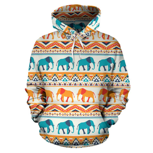 Elephant Aztec Ethnic Print Pattern Pullover Hoodie