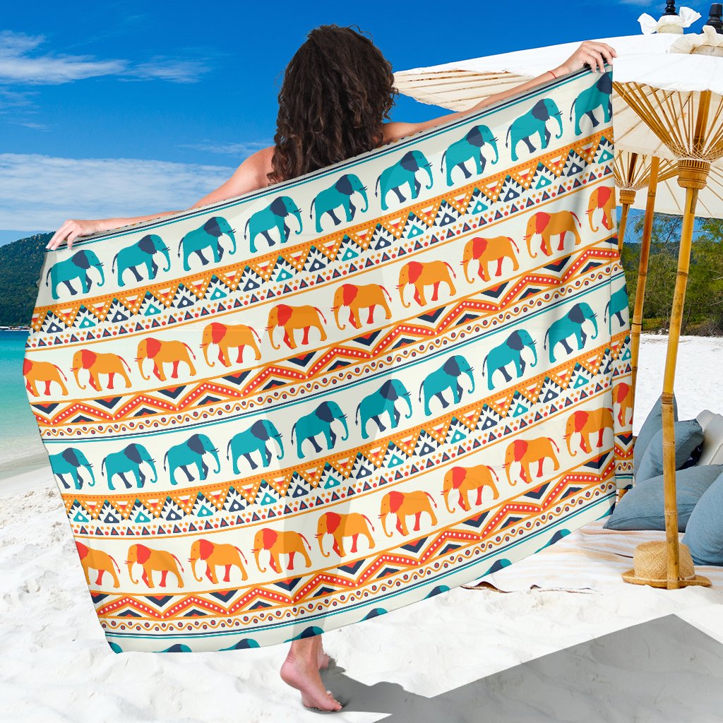 Elephant Aztec Ethnic Print Pattern Sarong Pareo Wrap