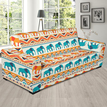 Elephant Aztec Ethnic Print Pattern Sofa Slipcover-JTAMIGO.COM