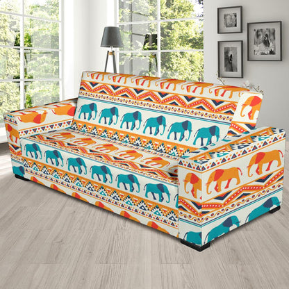 Elephant Aztec Ethnic Print Pattern Sofa Slipcover-JTAMIGO.COM