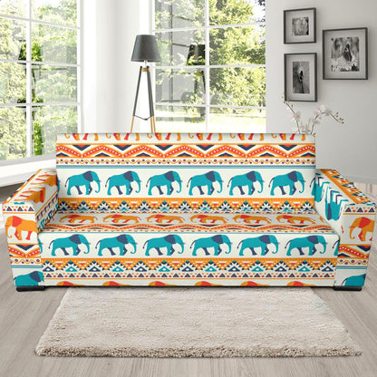 Elephant Aztec Ethnic Print Pattern Sofa Slipcover-JTAMIGO.COM