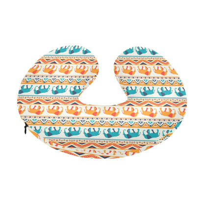 Elephant Aztec Ethnic Print Pattern U-Shaped Travel Neck Pillow-JTAMIGO.COM