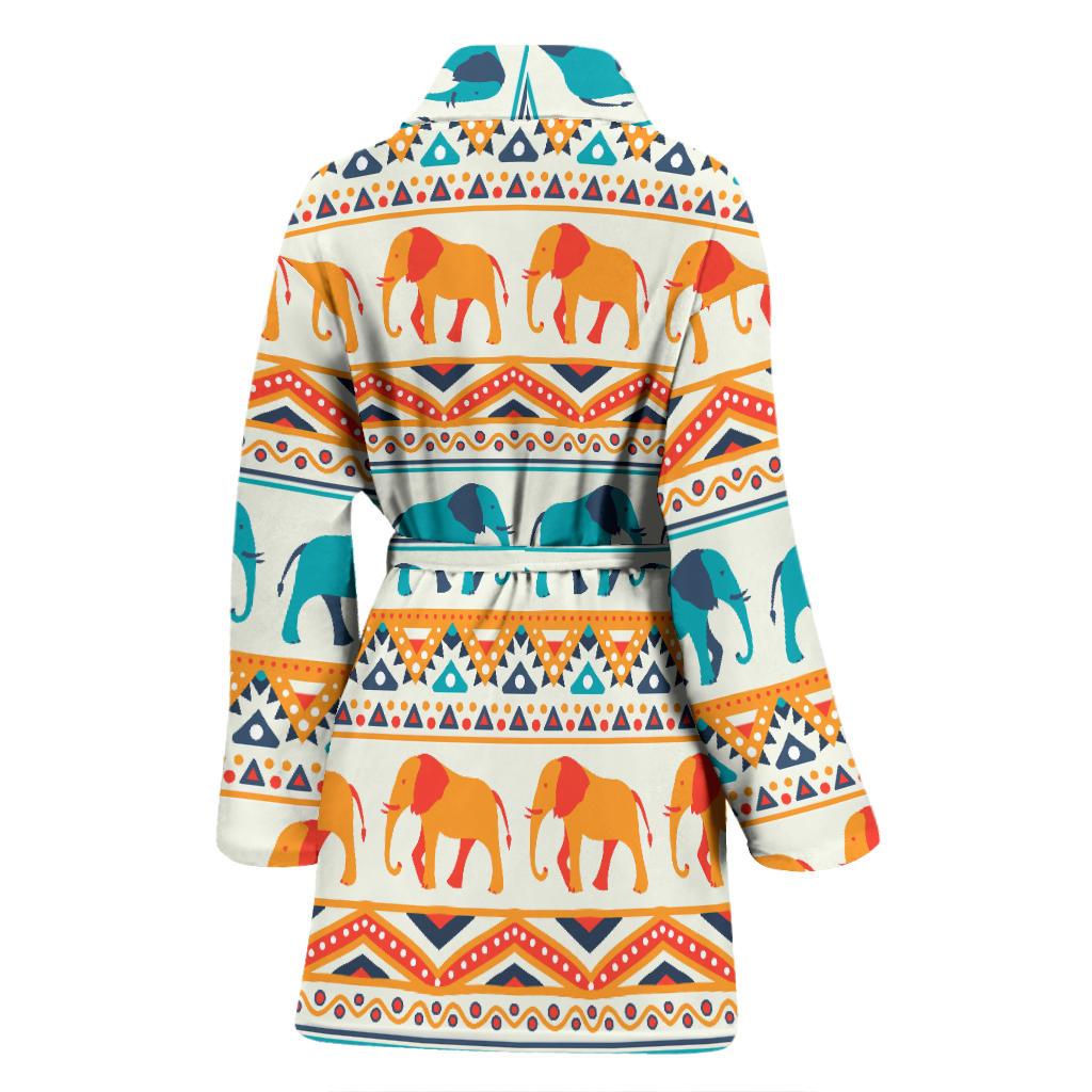 Elephant Aztec Ethnic Print Pattern Women Bath Robe-JTAMIGO.COM