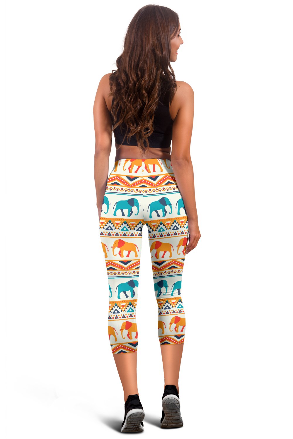 Elephant Aztec Ethnic Print Pattern Women Capris