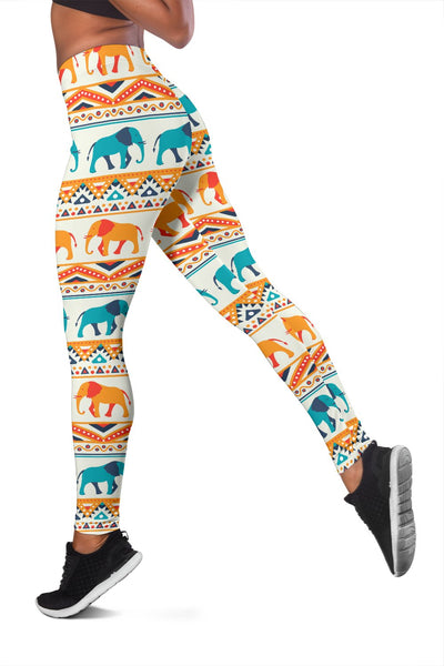 Elephant Aztec Ethnic Print Pattern Women Leggings