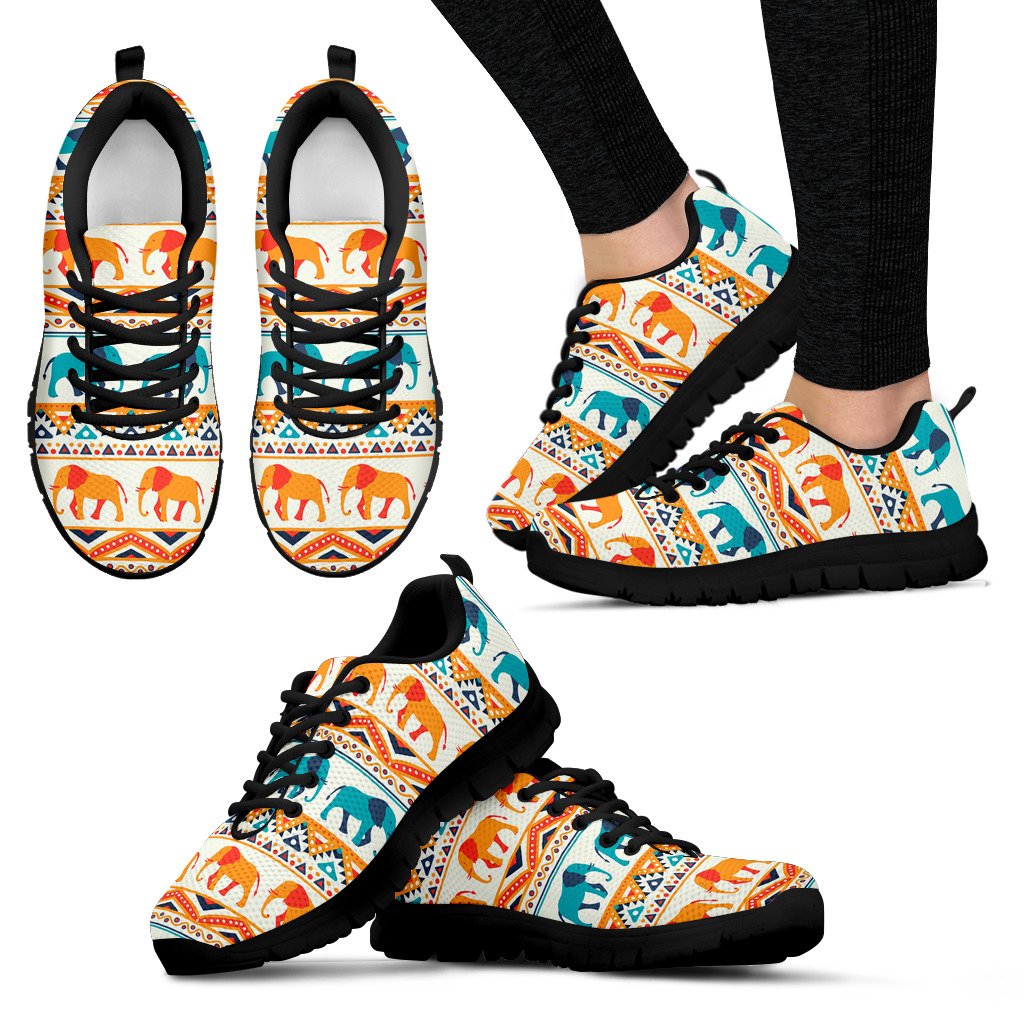 Elephant Aztec Ethnic Print Pattern Women Sneakers Shoes