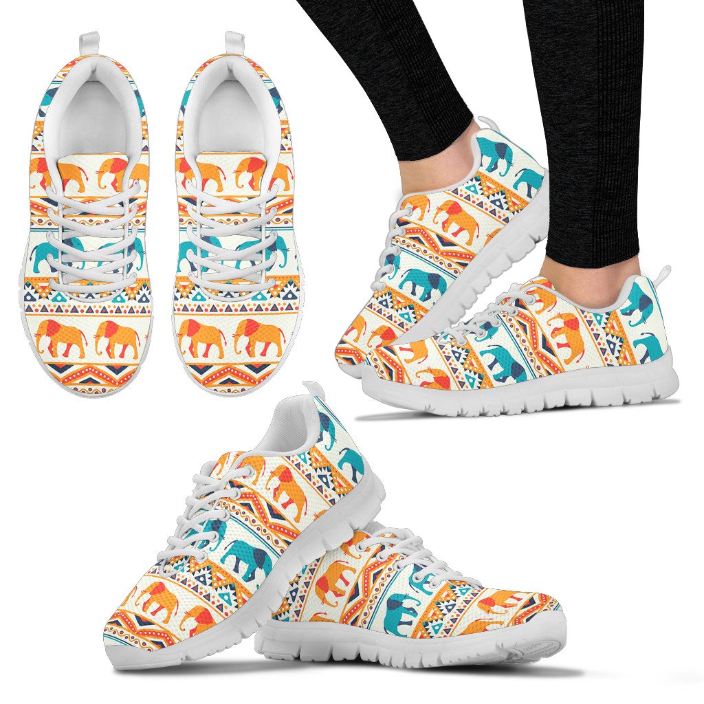 Elephant Aztec Ethnic Print Pattern Women Sneakers Shoes