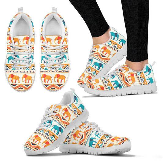 Elephant Aztec Ethnic Print Pattern Women Sneakers Shoes