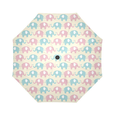 Elephant Baby Pastel Print Pattern Automatic Foldable Umbrella