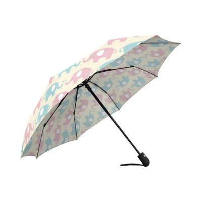 Elephant Baby Pastel Print Pattern Automatic Foldable Umbrella