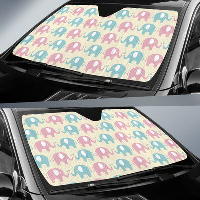 Elephant Baby Pastel Print Pattern Car Sun Shade For Windshield
