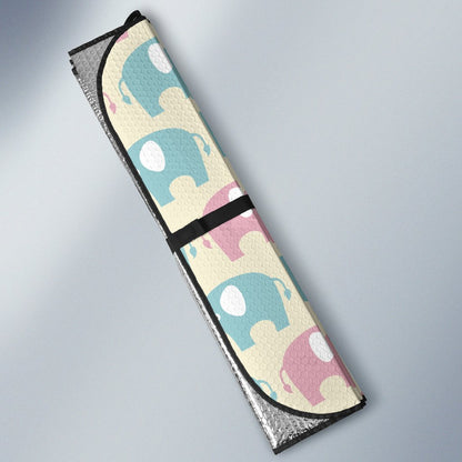 Elephant Baby Pastel Print Pattern Car Sun Shade For Windshield