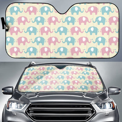 Elephant Baby Pastel Print Pattern Car Sun Shade For Windshield