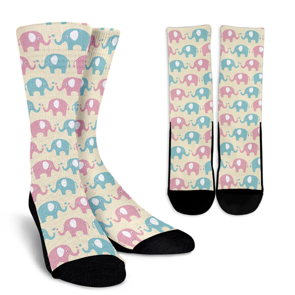 Elephant Baby Pastel Print Pattern Crew Socks