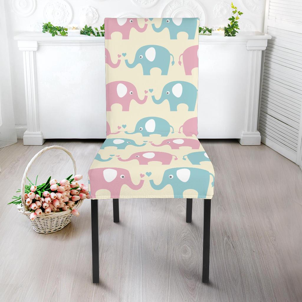 Elephant Baby Pastel Print Pattern Dinning Chair Slipper-JTAMIGO.COM
