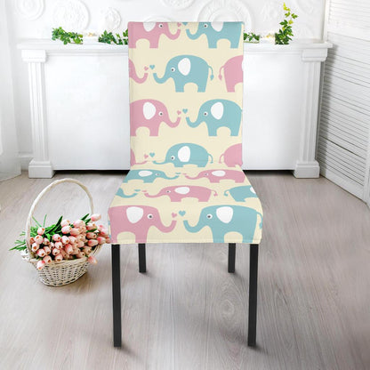 Elephant Baby Pastel Print Pattern Dinning Chair Slipper-JTAMIGO.COM