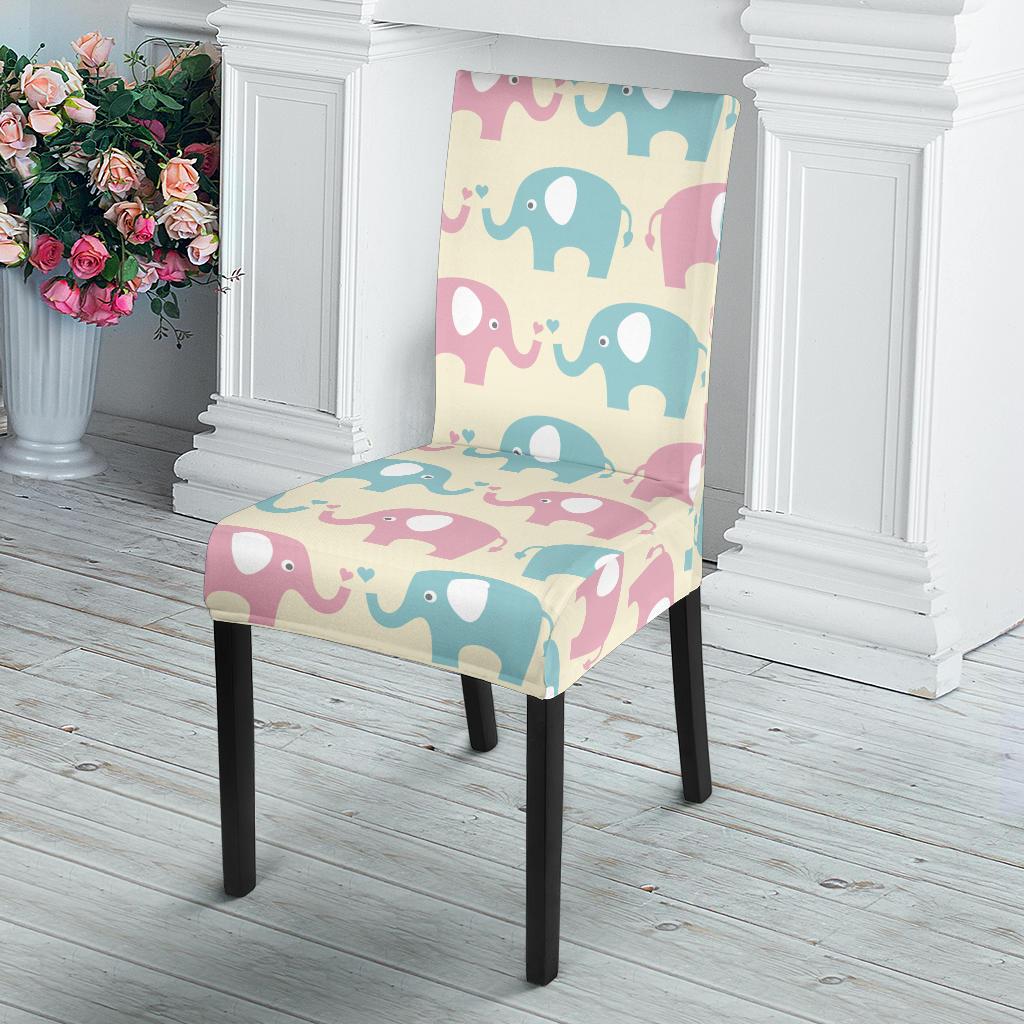 Elephant Baby Pastel Print Pattern Dinning Chair Slipper-JTAMIGO.COM