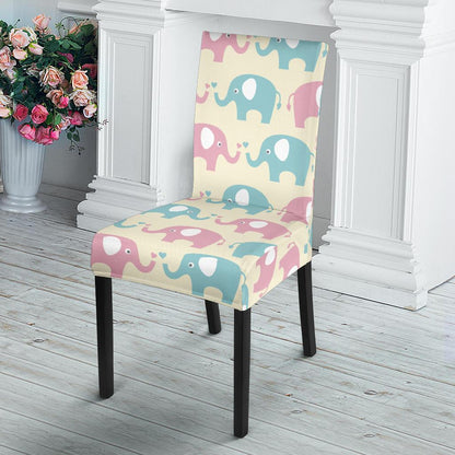Elephant Baby Pastel Print Pattern Dinning Chair Slipper-JTAMIGO.COM
