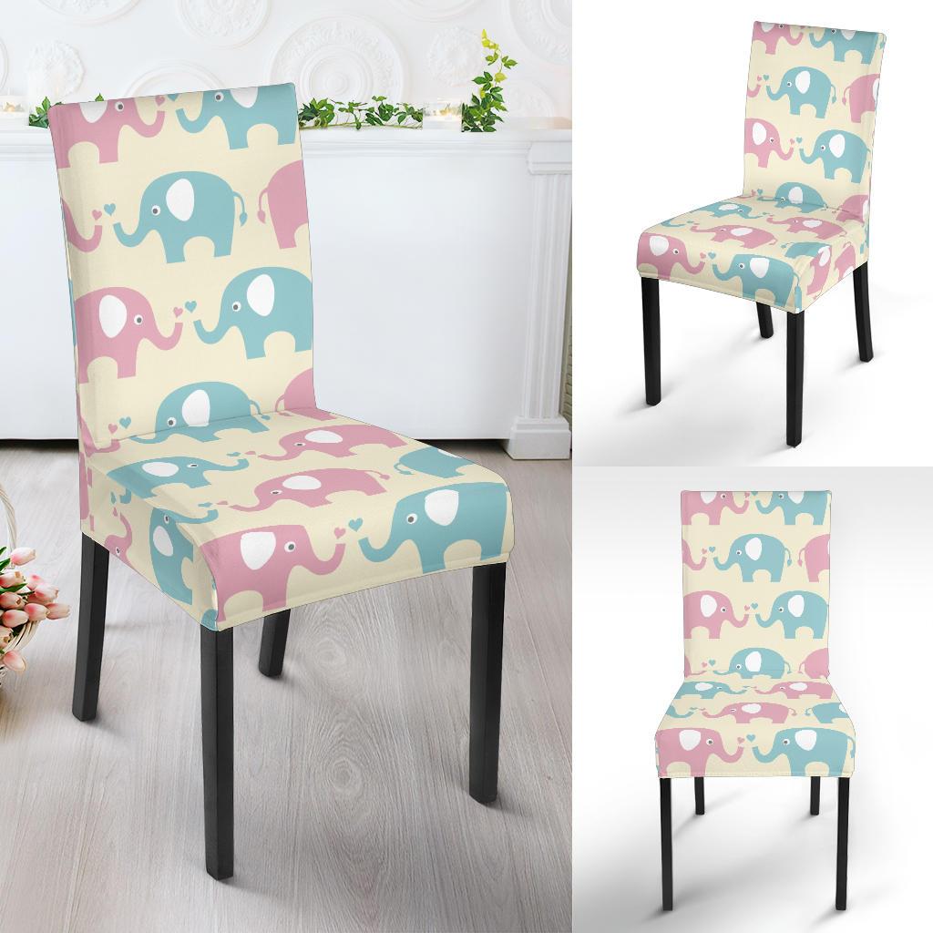 Elephant Baby Pastel Print Pattern Dinning Chair Slipper-JTAMIGO.COM