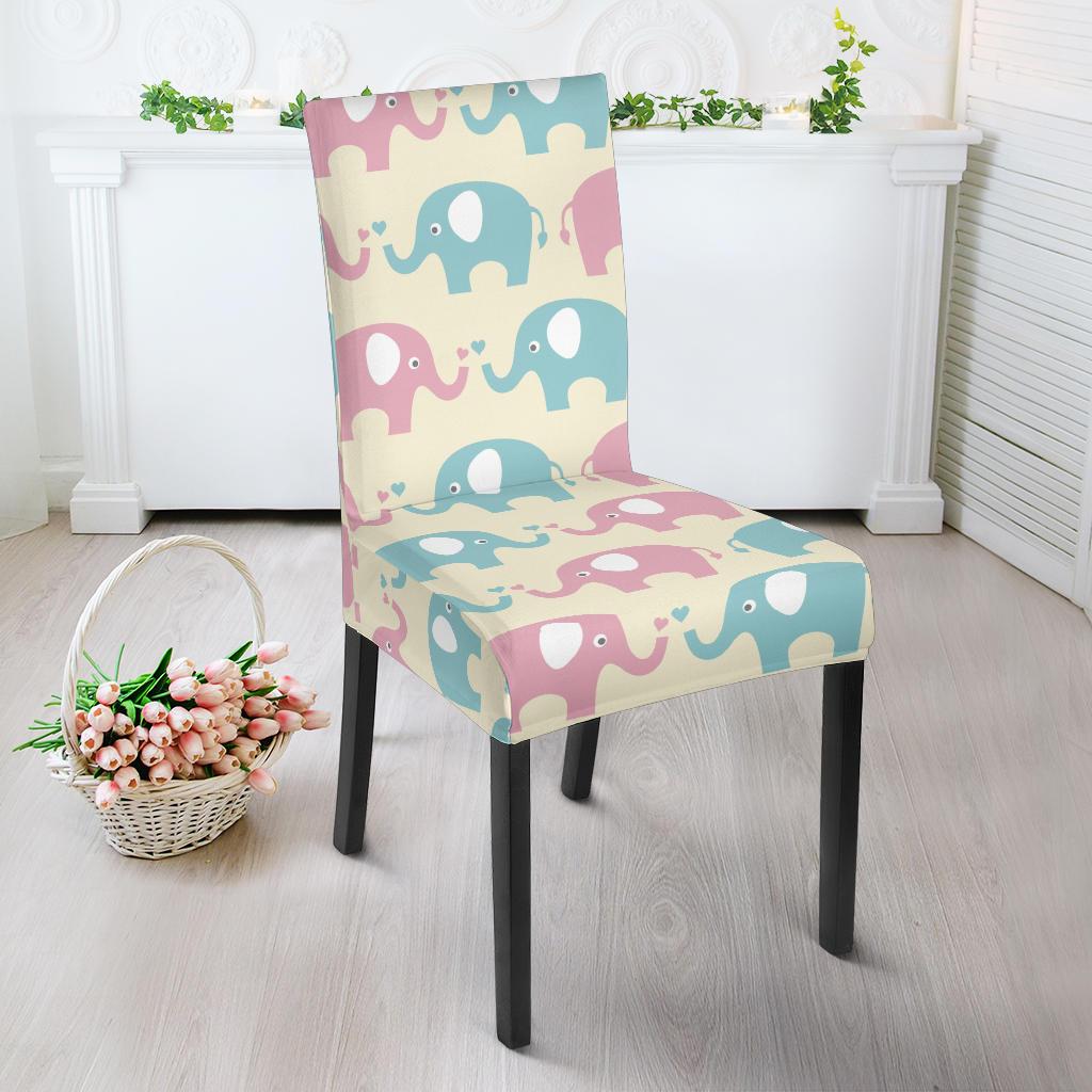 Elephant Baby Pastel Print Pattern Dinning Chair Slipper-JTAMIGO.COM