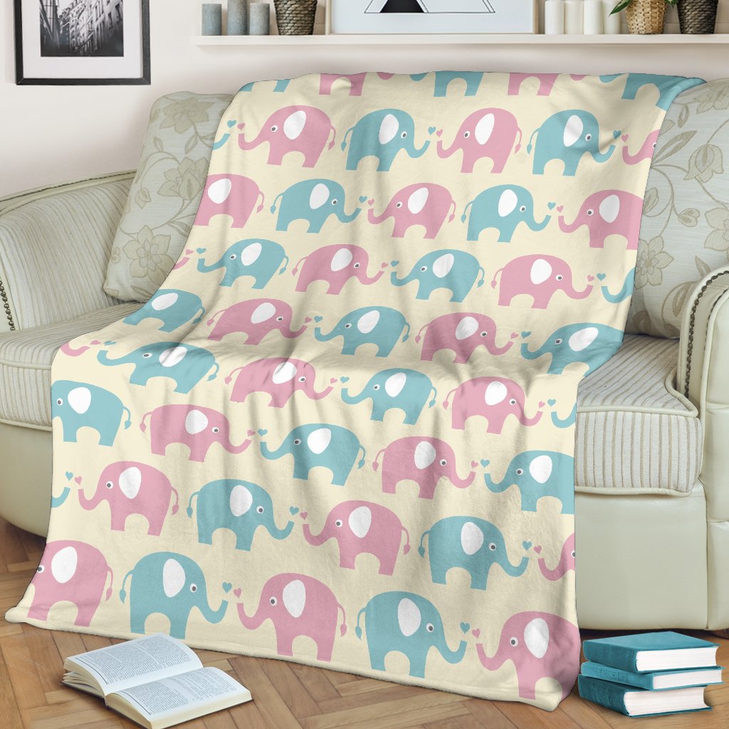 Elephant Baby Pastel Print Pattern Fleece Blanket