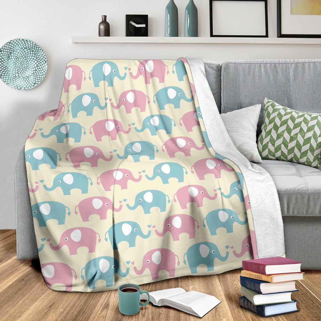 Elephant Baby Pastel Print Pattern Fleece Blanket
