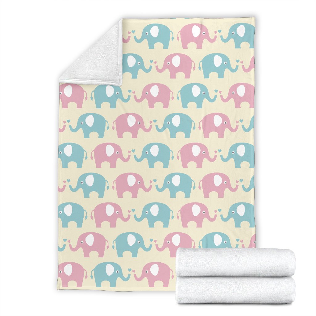 Elephant Baby Pastel Print Pattern Fleece Blanket
