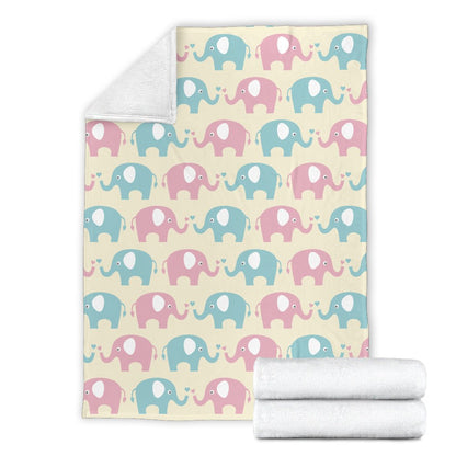 Elephant Baby Pastel Print Pattern Fleece Blanket