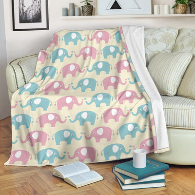 Elephant Baby Pastel Print Pattern Fleece Blanket